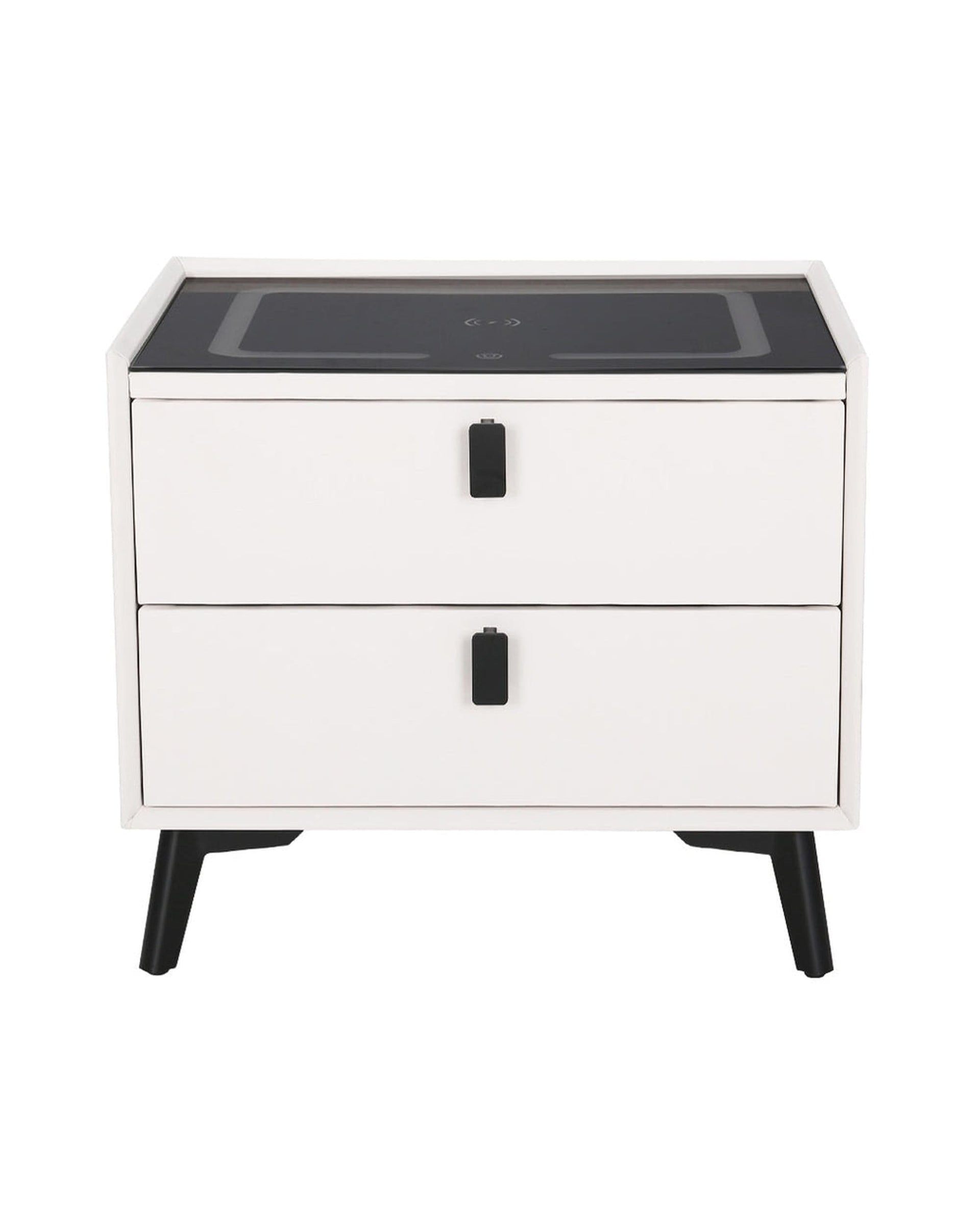 Artiss Bedside Table Smart Bedside Table 2 Drawers with Wireless Charging Ports LED White AIKA