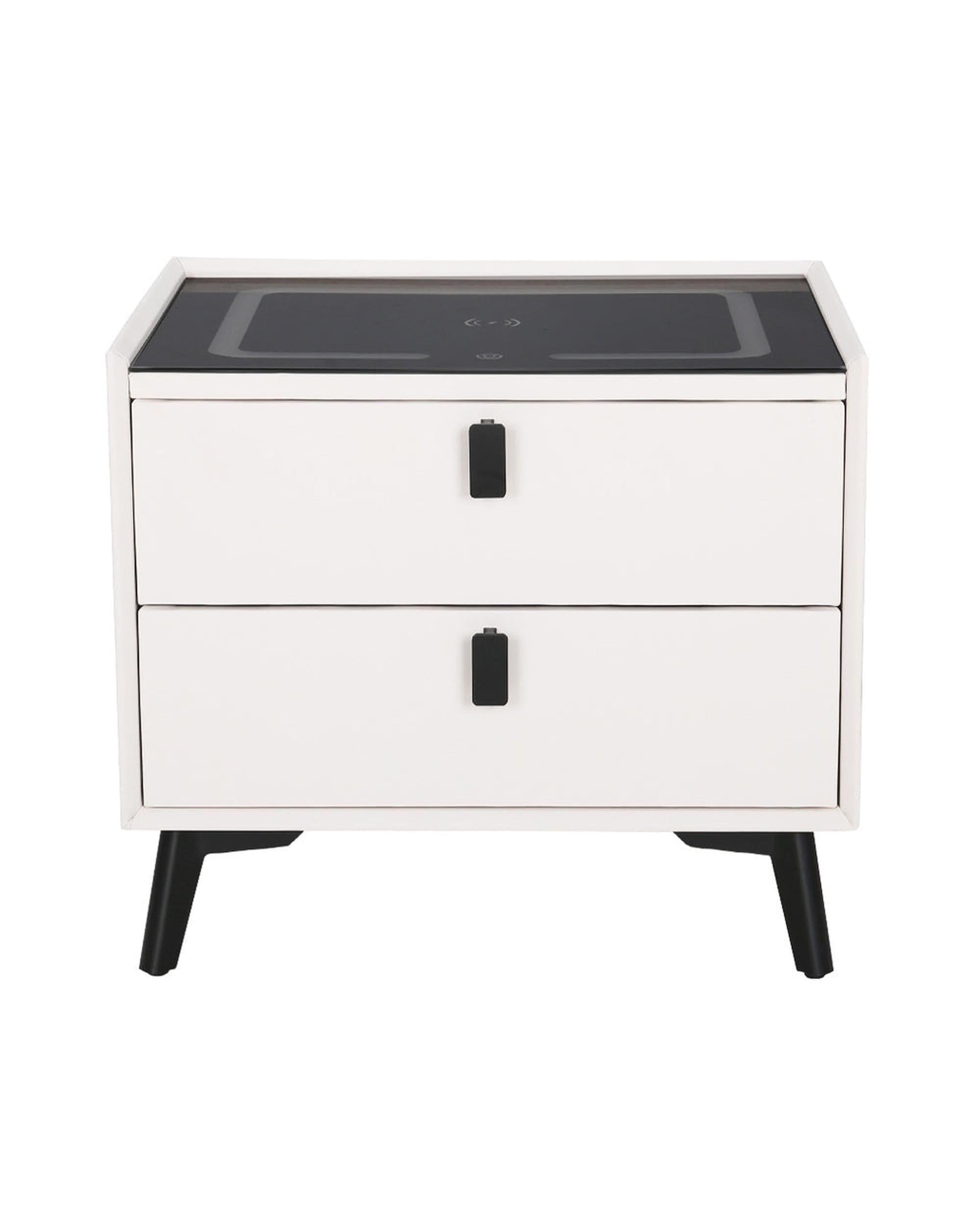 Artiss Bedside Table Smart Bedside Table 2 Drawers with Wireless Charging Ports LED White AIKA