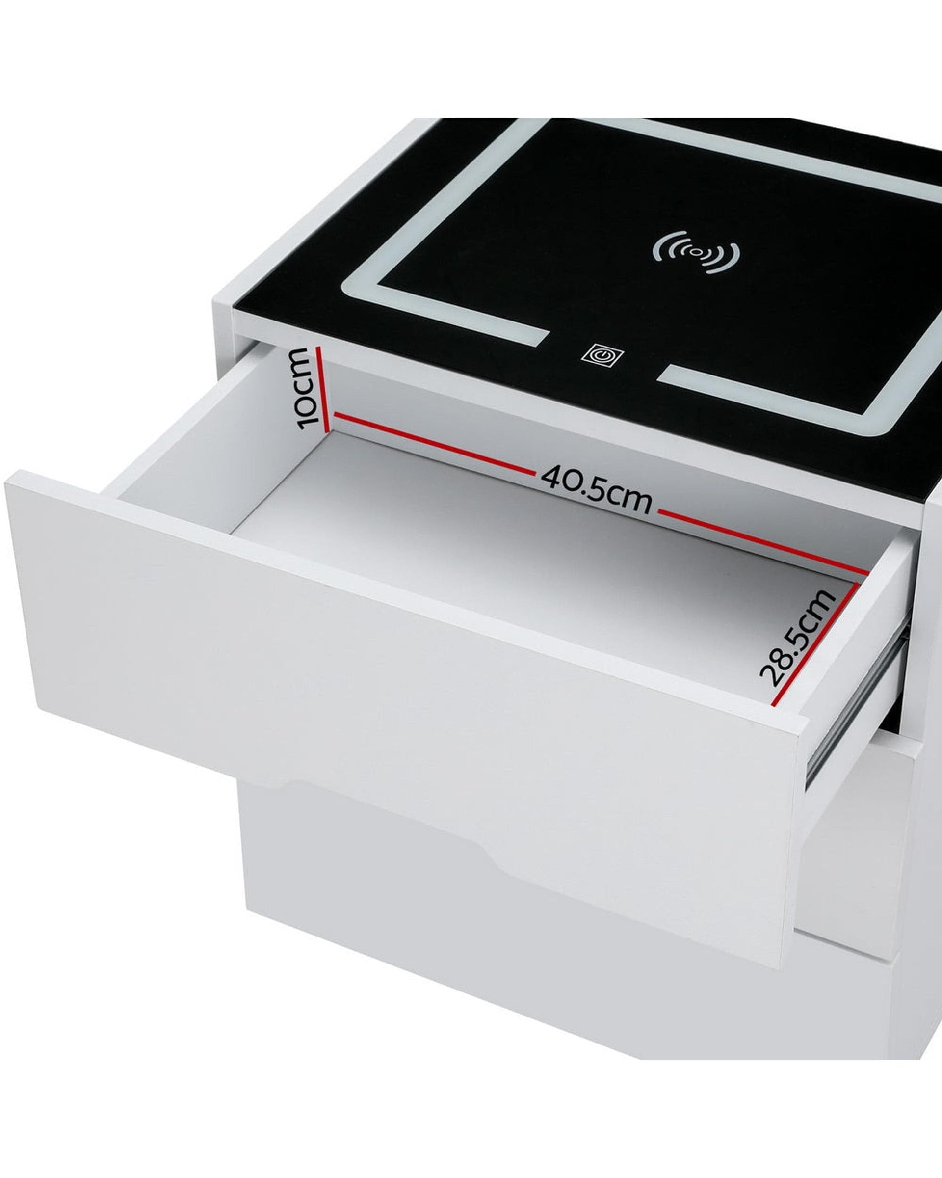 Artiss Bedside Table Smart Bedside Table 3 Drawers with Wireless Charging Ports LED White ADAD