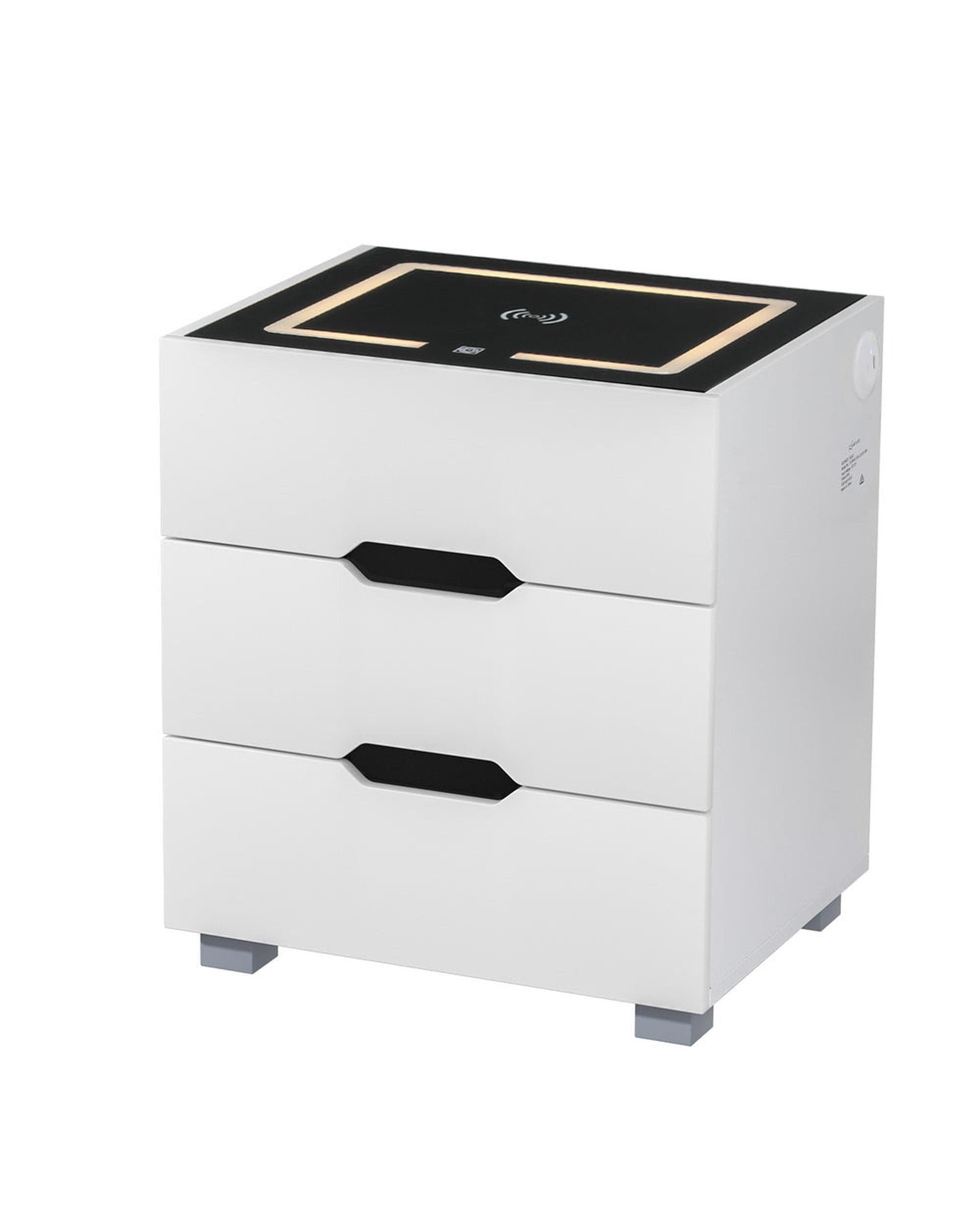 Artiss Bedside Table Smart Bedside Table 3 Drawers with Wireless Charging Ports LED White ADAD
