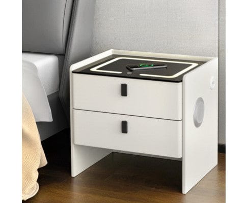 Artiss Bedside Table Smart Bedside Table Wireless Charging - BESS White