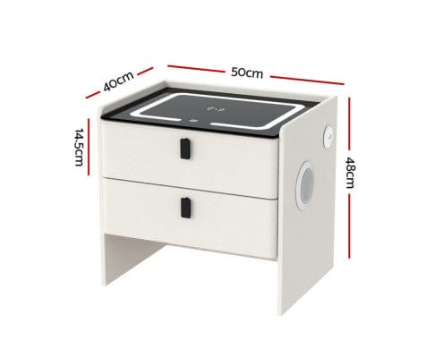 Artiss Bedside Table Smart Bedside Table Wireless Charging - BESS White