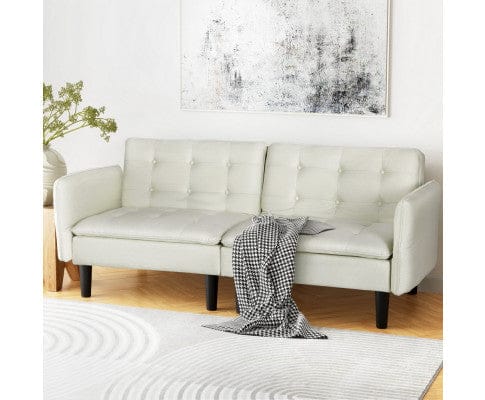 Artiss Sofa Sofa Bed 192CM Beige Faux Linen Fabric