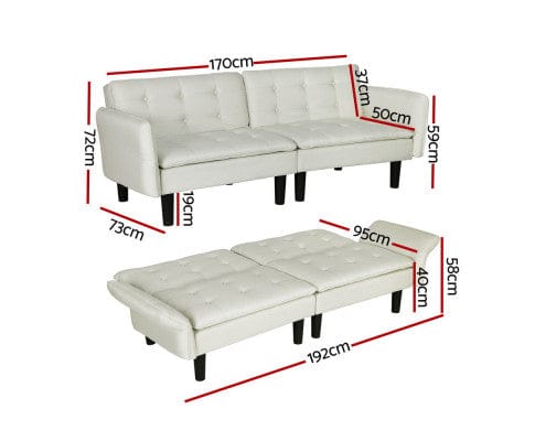Artiss Sofa Sofa Bed 192CM Beige Faux Linen Fabric