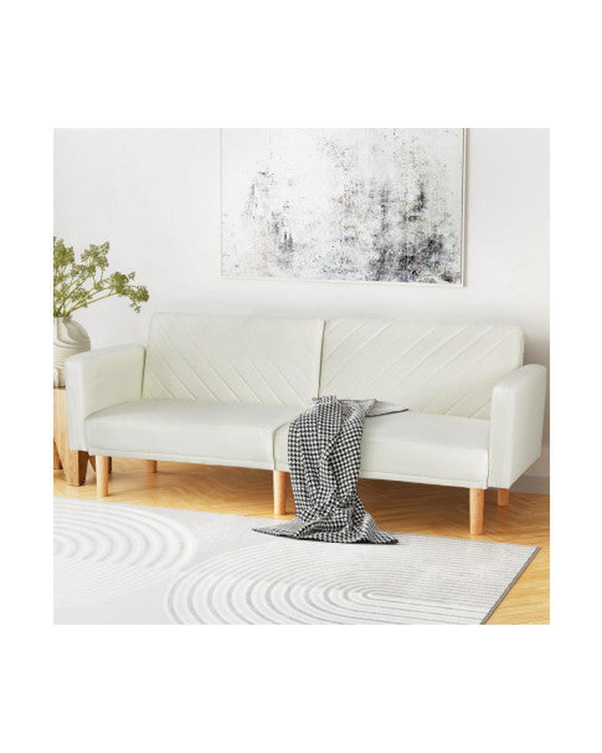 Artiss Sofa Sofa Bed 195CM Beige Faux Linen