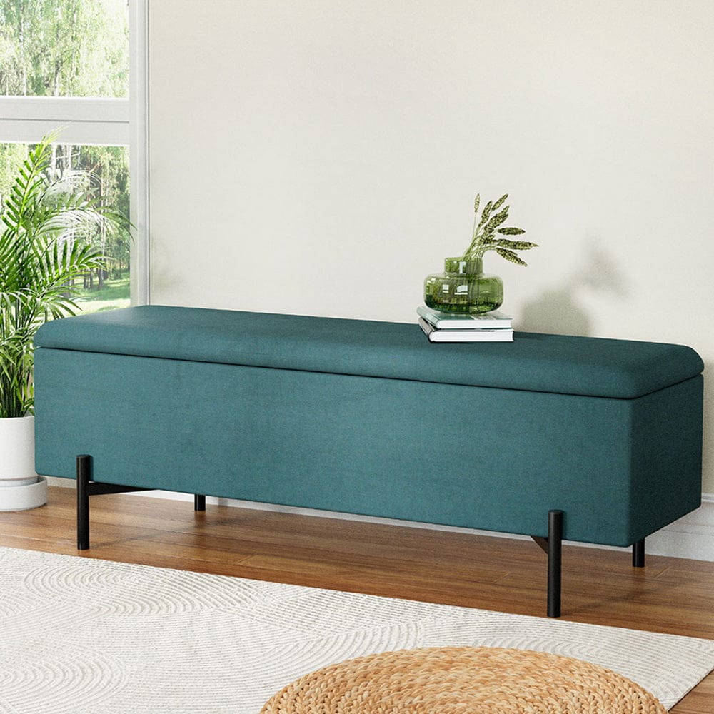 Artiss Ottoman Storage Ottoman Blanket Box 140cm Velvet Green