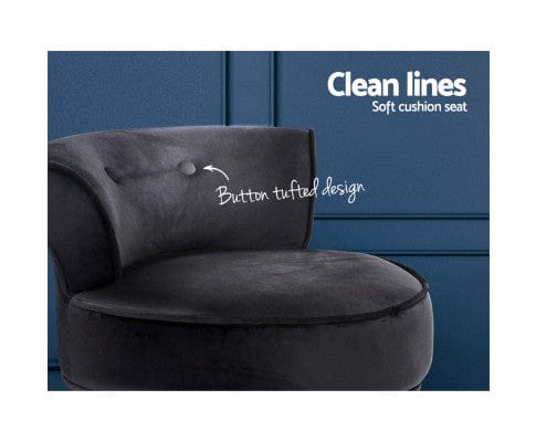 Artiss Accent Chair Vanity Stool Velvet Black Abella