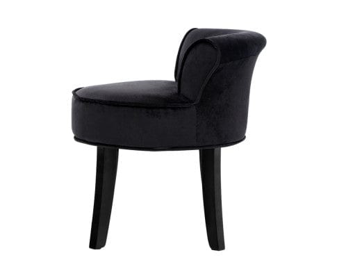 Artiss Accent Chair Vanity Stool Velvet Black Abella
