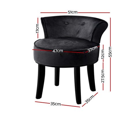 Artiss Accent Chair Vanity Stool Velvet Black Abella