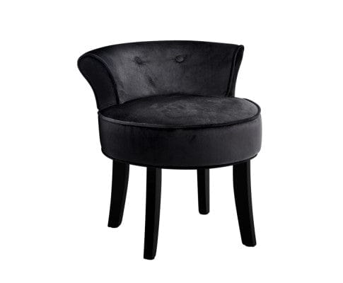Artiss Accent Chair Vanity Stool Velvet Black Abella