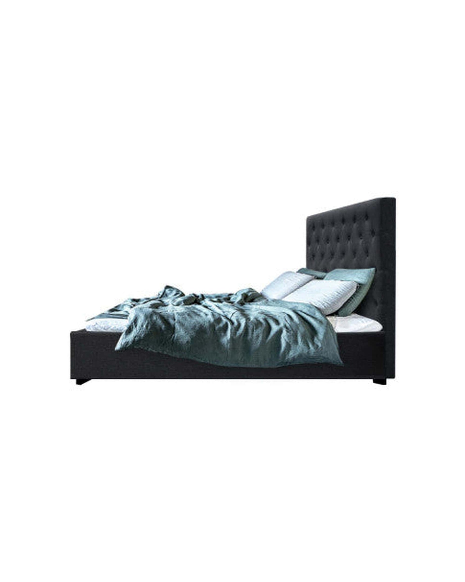 Artiss Bedframe Vila Bed Frame Fabric Gas Lift Storage - Charcoal