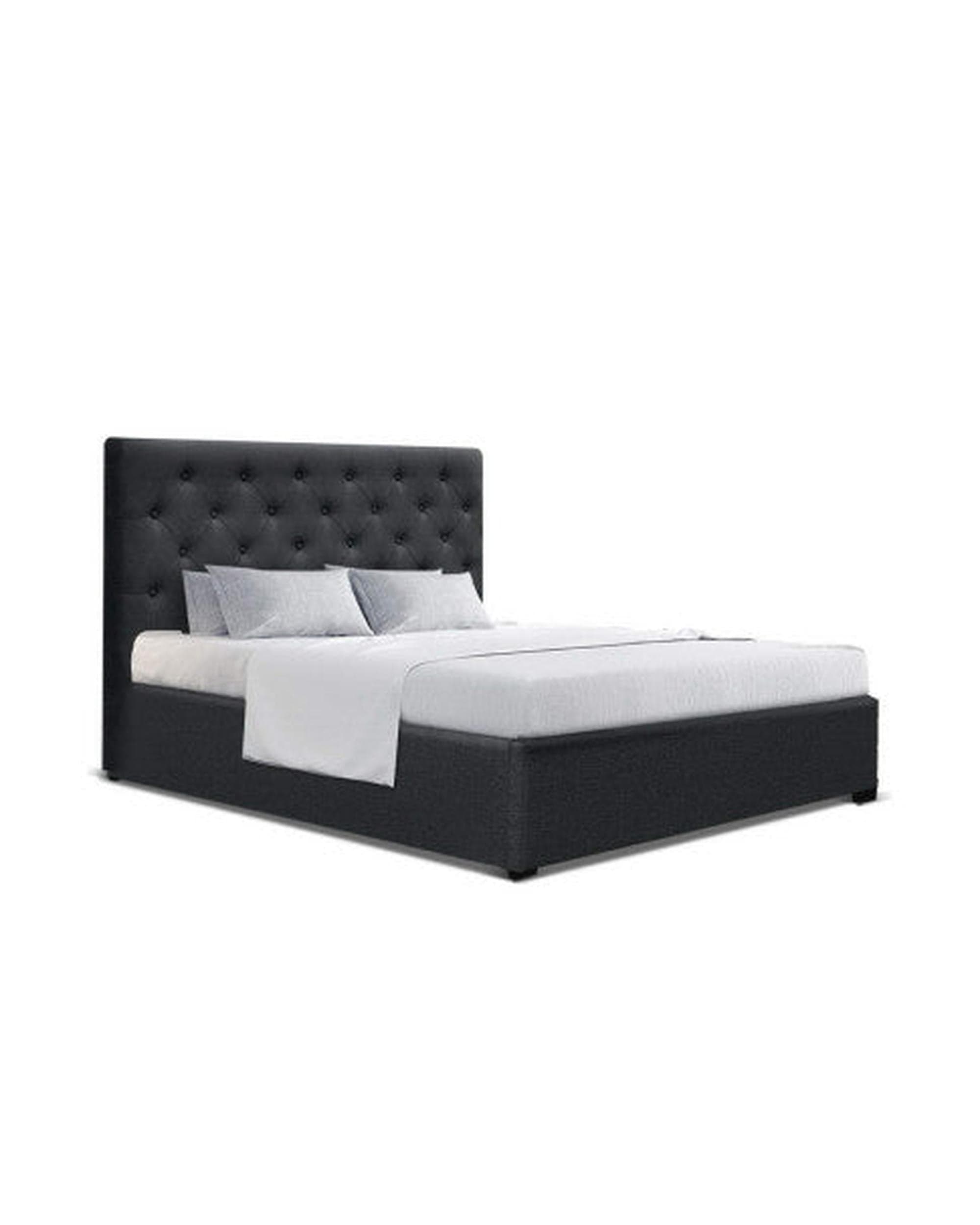 Artiss Bedframe Vila Bed Frame Fabric Gas Lift Storage - Charcoal