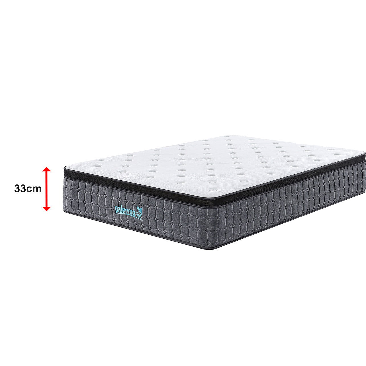 Mattress Queen Euro Top Pocket Spring Motion Isolation - 33CM THICK Palermo