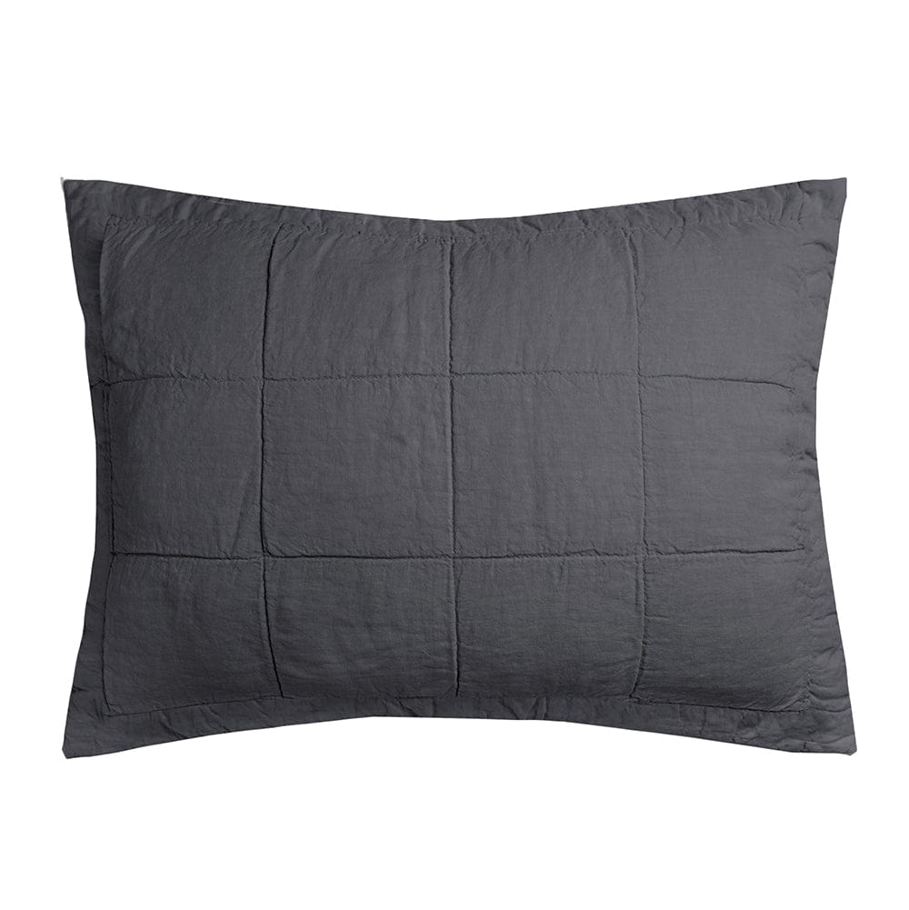 Bambury Pillowcase Charcoal Bambury | Linen Quilted Pillowcase Sham