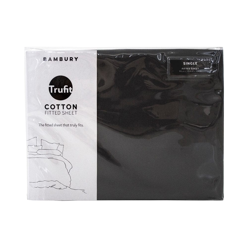 Bambury Bed Sheets Charcoal / Single Bambury | Tru Fit Fitted Sheet