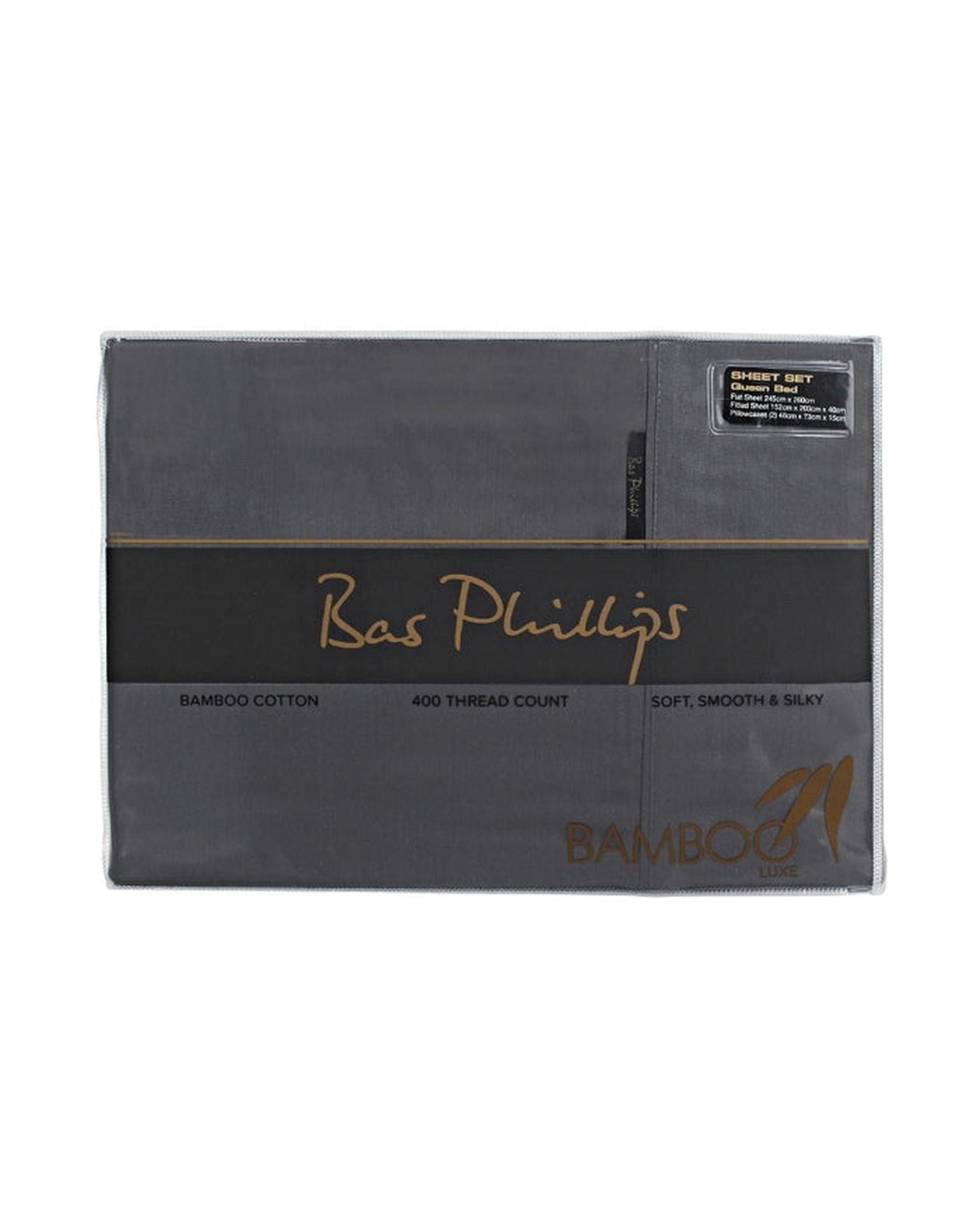 Bas Phillips Bed Sheets Bas Phillips Bamboo & Cotton 400TC Blend Sheet Set - CHARCOAL