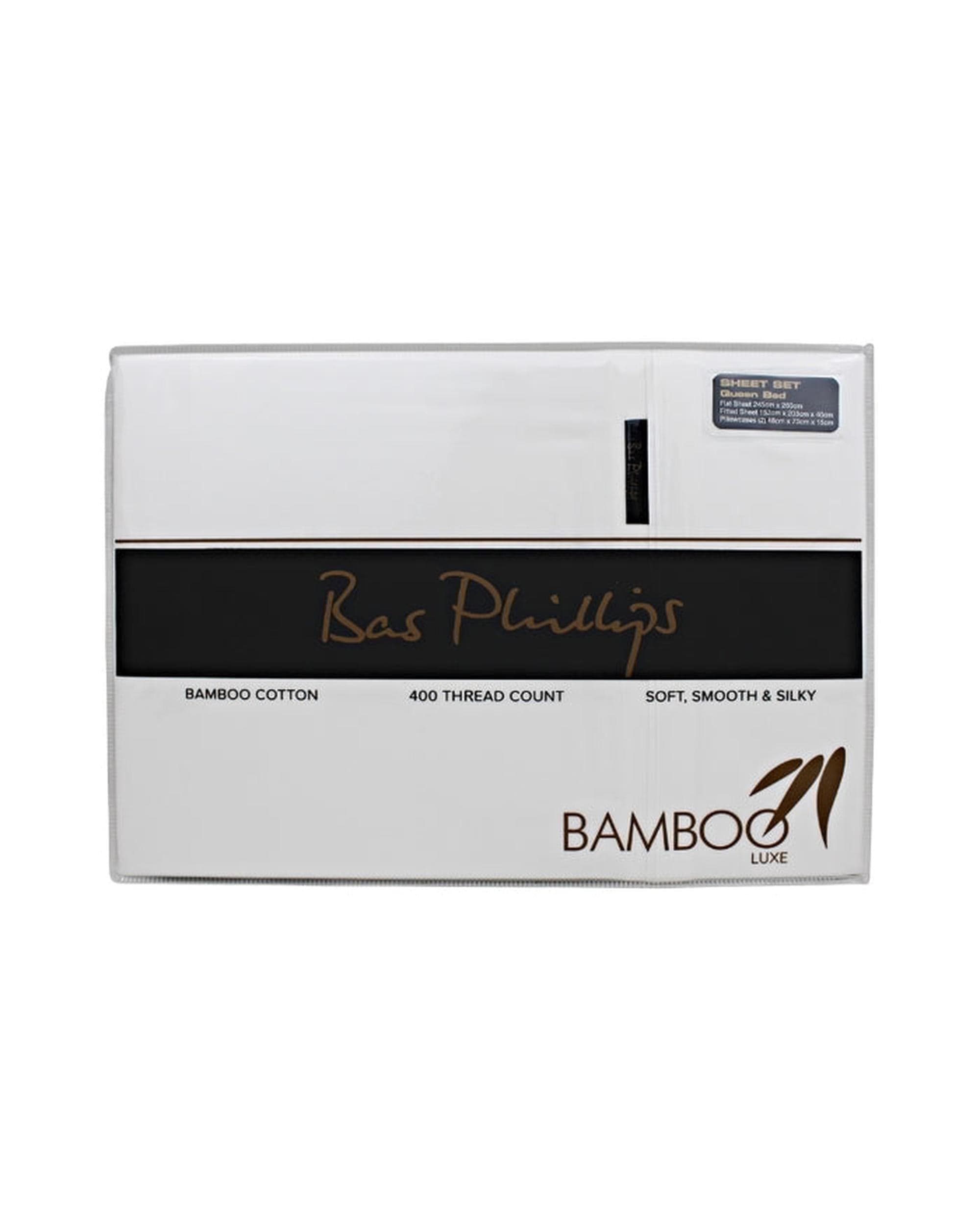 Bas Phillips Bed Sheets Bas Phillips Bamboo & Cotton 400TC Blend Sheet Set - WHITE