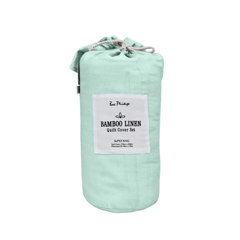 Bas Phillips Quilt Cover Bas Phillips Bamboo Linen Quilt Cover Set - Atalntic Mint