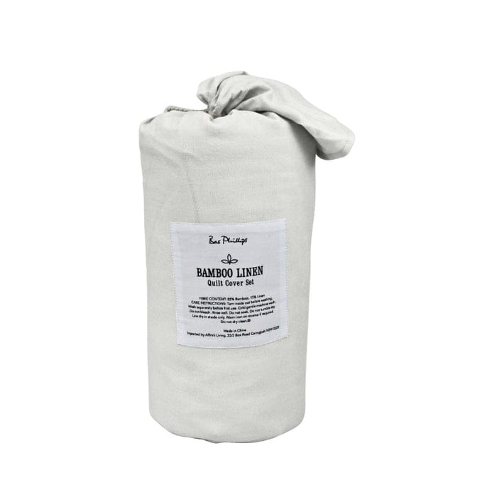 Bas Phillips Quilt Cover Bas Phillips Bamboo Linen Quilt Cover Set - Silver Oasis