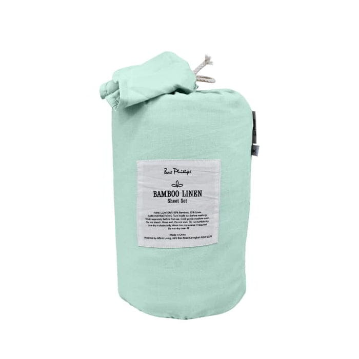 Bas Phillips Bed Sheets Bas Phillips Bamboo Linen Sheet Set - Atlantic Mint