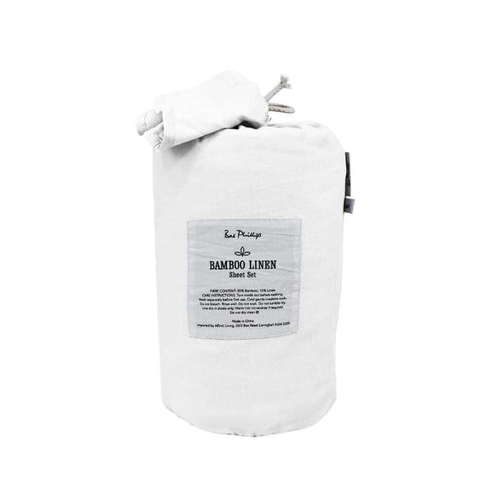 Bas Phillips Bed Sheets Bas Phillips Bamboo Linen Sheet Set - White