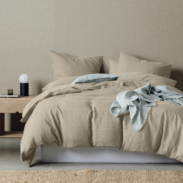 Bas Phillips Quilt Cover Bas Phillips Belgian Linen QUEEN Quilt Cover Set - NATURAL