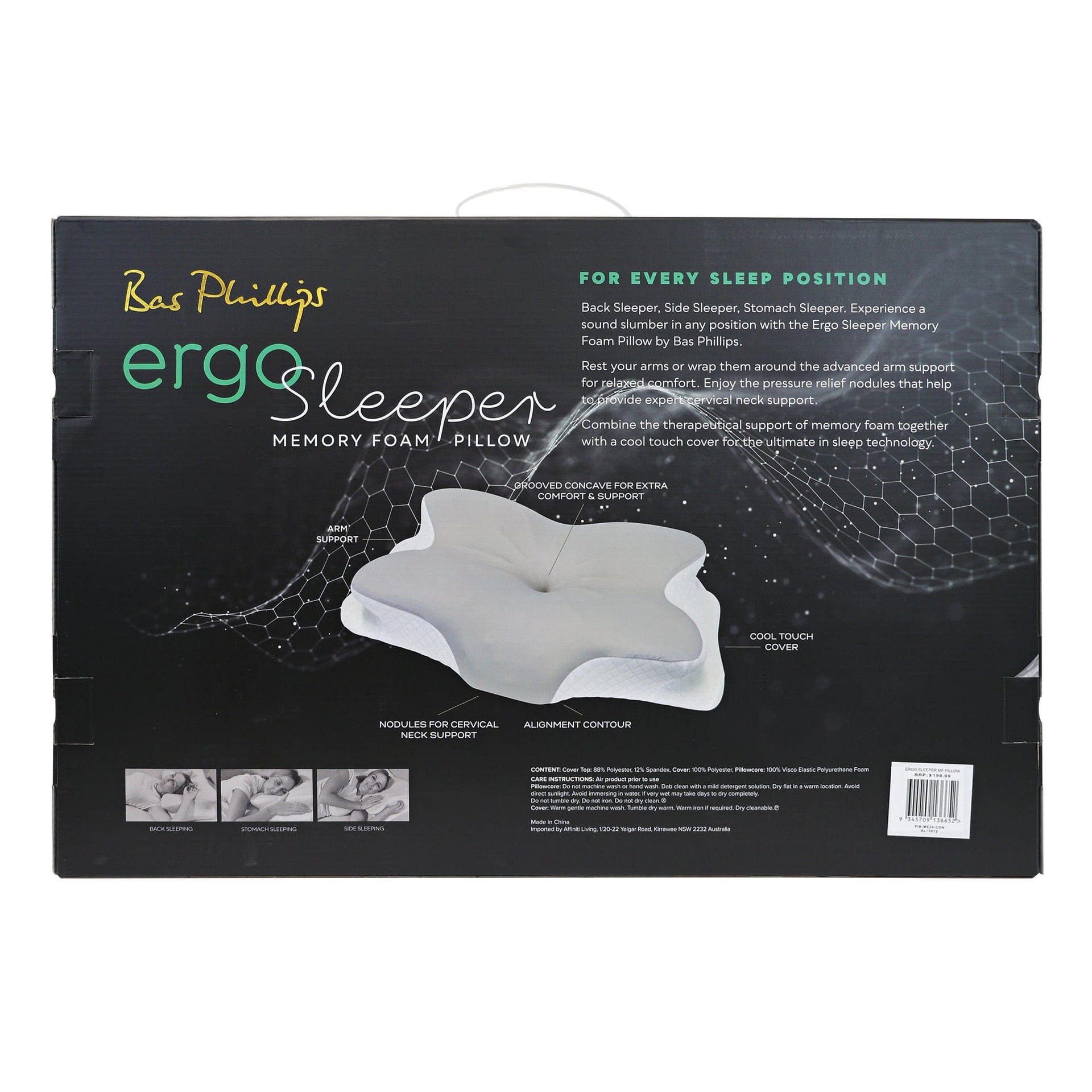Bas Phillips Pillows/Cushions BAS PHILLIPS | ERGO SLEEPER MEMORY FOAM PILLOW