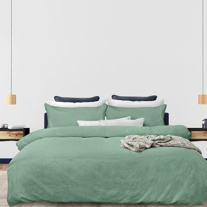 Bas Phillips Quilt Cover Bas Phillips Gatsby Cotton Jacquard Quilt Cover Set - Basil Haze