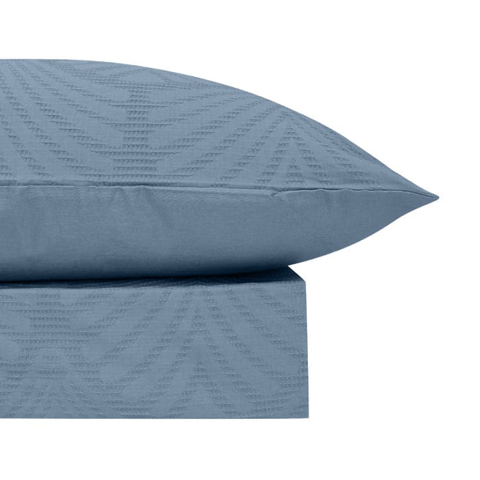 Bas Phillips Quilt Cover Bas Phillips Gatsby Cotton Jacquard Quilt Cover Set - Ocean Blue