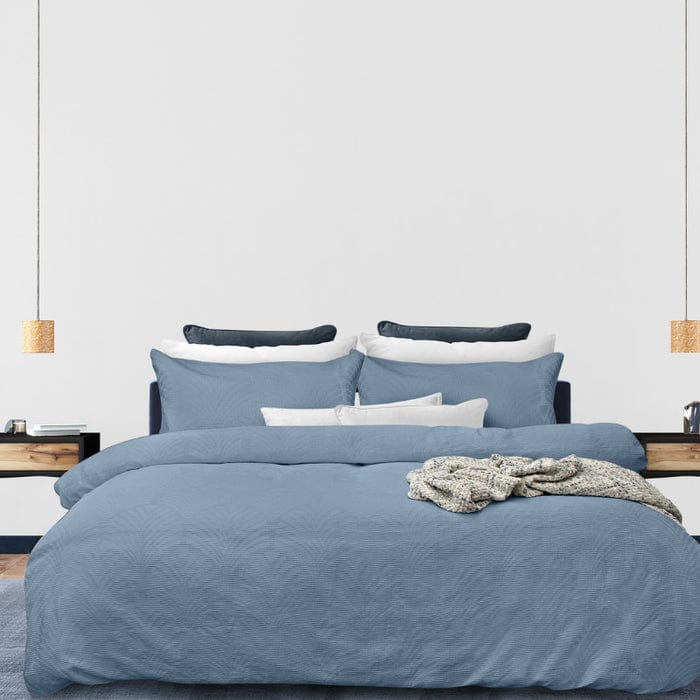 Bas Phillips Quilt Cover Bas Phillips Gatsby Cotton Jacquard Quilt Cover Set - Ocean Blue