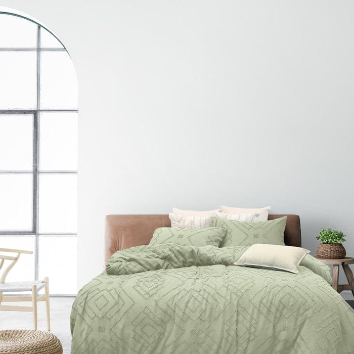 Bas Phillips Quilt Cover Bas Phillips Marrakesh Tufted Quilt Cover Set - SAGE MIST