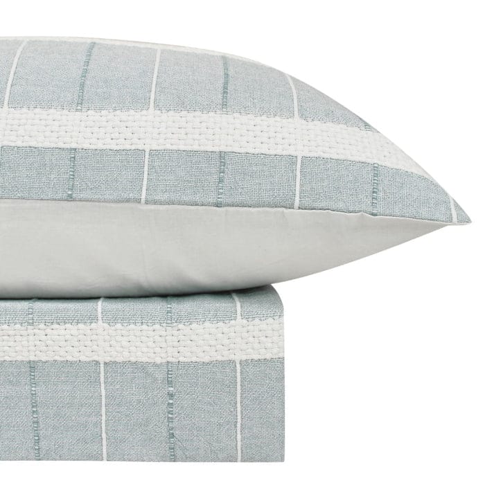 Bas Phillips Quilt Cover Bas Phillips Mosman Textured Cotton QUEEN Quilt Cover Set - BLUE