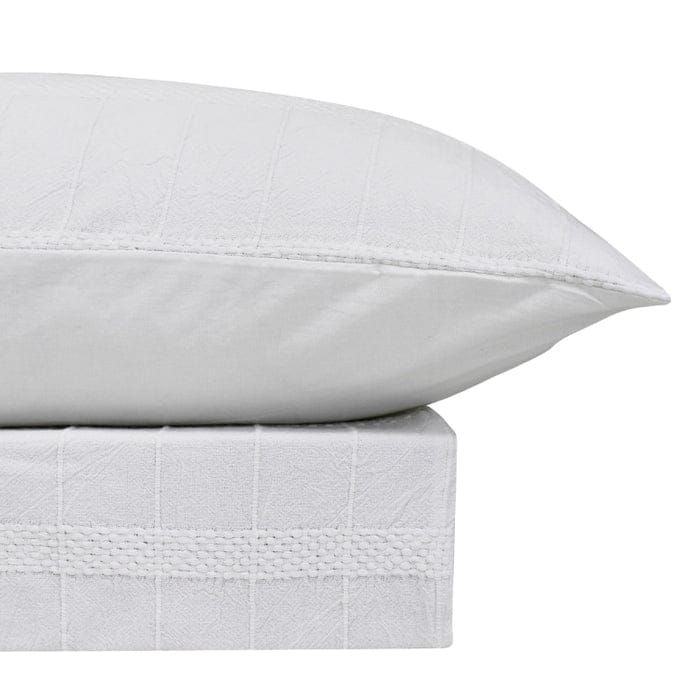Bas Phillips Quilt Cover Bas Phillips Mosman Textured Cotton QUEEN Quilt Cover Set - WHITE