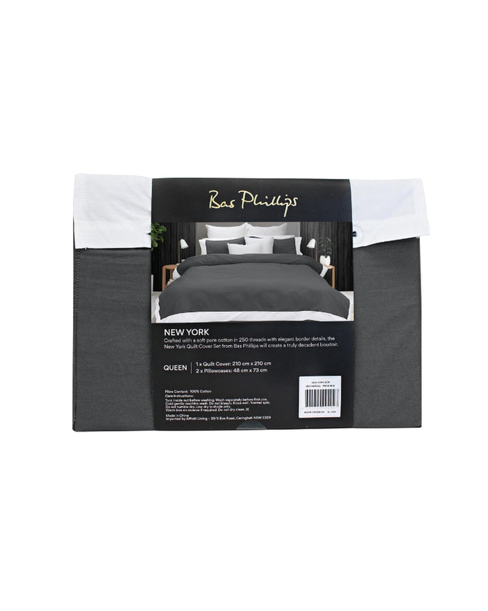 Bas Phillips Quilt Cover Bas Phillips New York Quilt Cover Set - Charcoal/White
