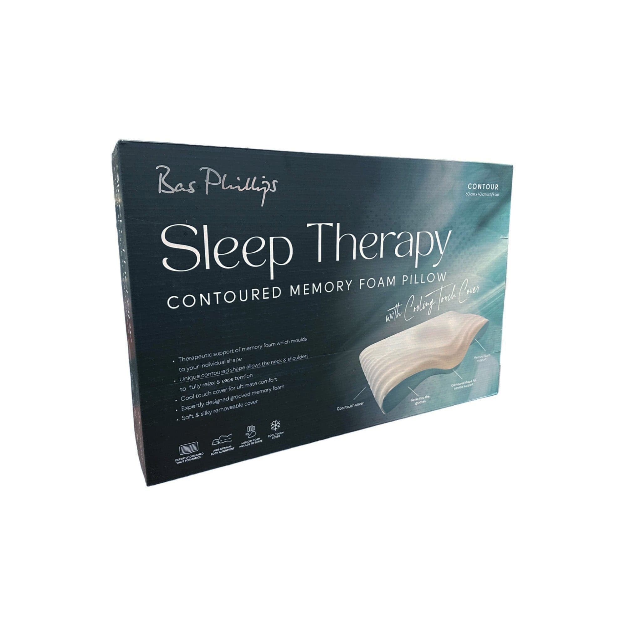 Bas Phillips Pillows/Cushions BAS PHILLIPS | SLEEP THERAPY CONTOURED MEMORY FOAM -COOL TOUCH COVER