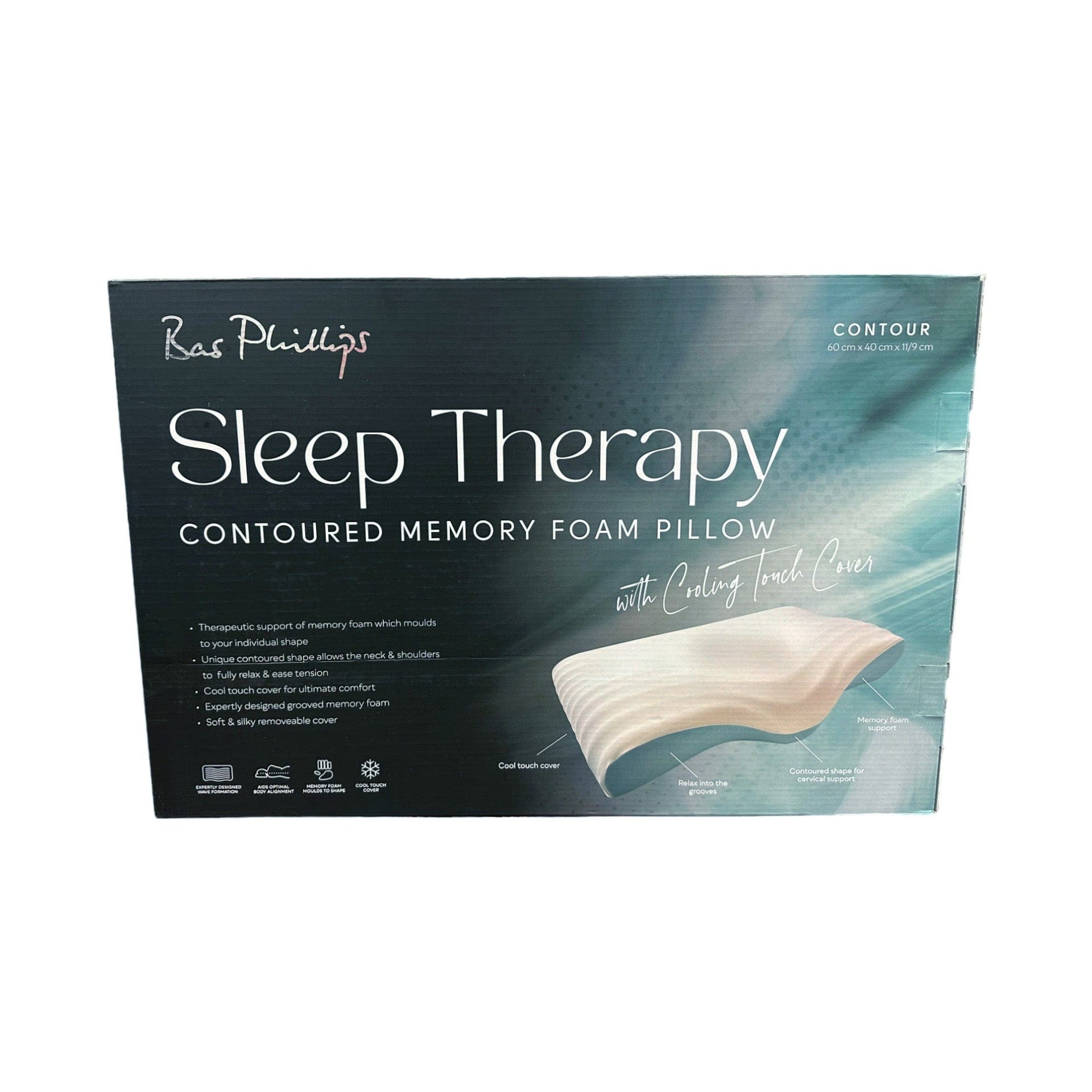 Bas Phillips Pillows/Cushions BAS PHILLIPS | SLEEP THERAPY CONTOURED MEMORY FOAM -COOL TOUCH COVER