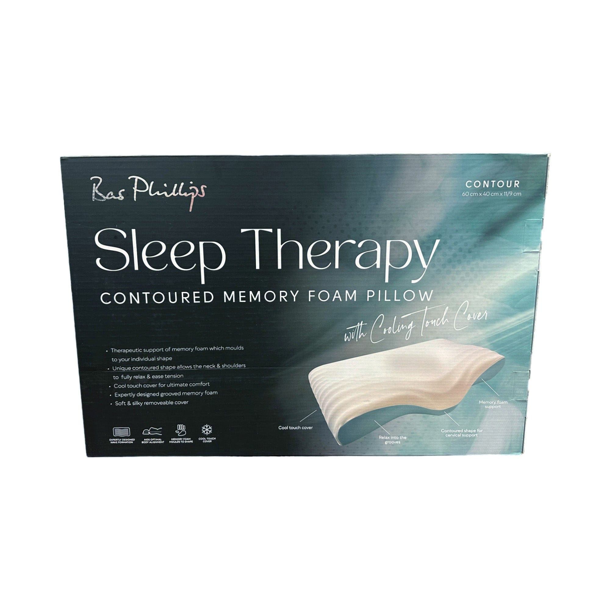 Bas Phillips Pillows/Cushions BAS PHILLIPS | SLEEP THERAPY CONTOURED MEMORY FOAM -COOL TOUCH COVER