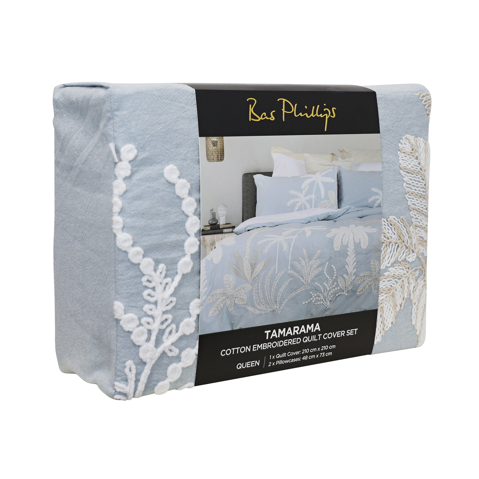 Bas Phillips Quilt Cover BAS PHILLIPS | TAMARAMA COTTON EMBROIDERED QUILT COVER SET