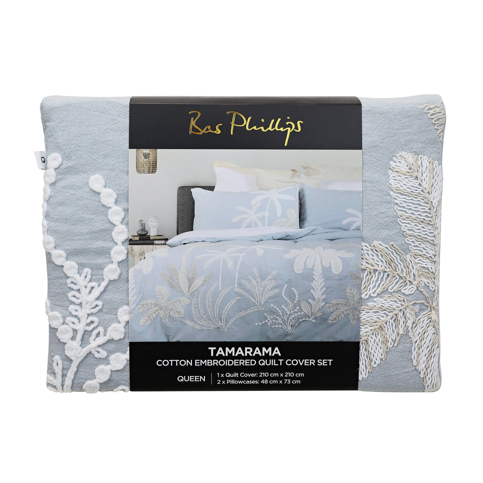 Bas Phillips Quilt Cover BAS PHILLIPS | TAMARAMA COTTON EMBROIDERED QUILT COVER SET