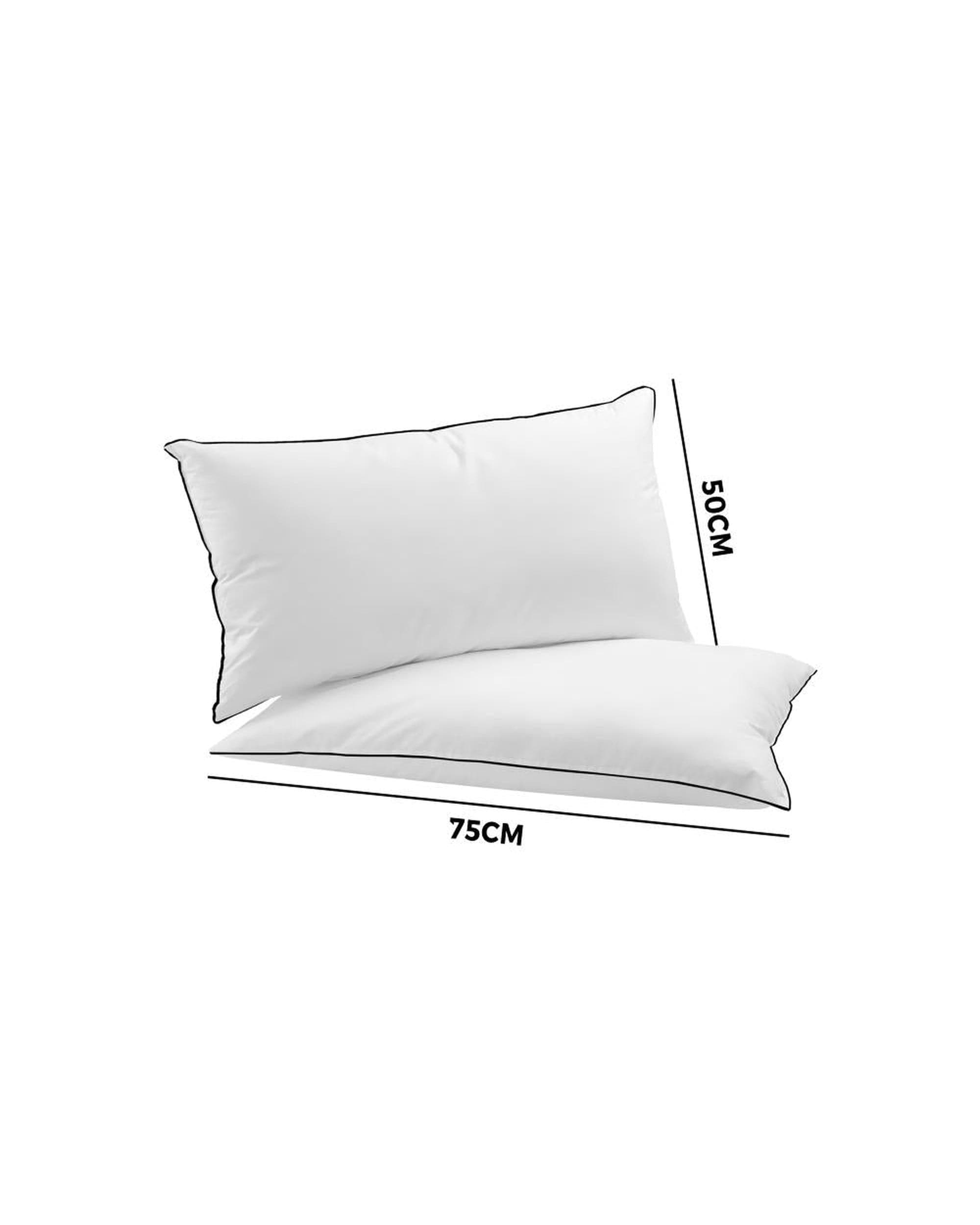 Bedra Pillows/Cushions 75 x 50cm Pillow with Duck Feather Standard Pillow Cotton Cover Twin Pack