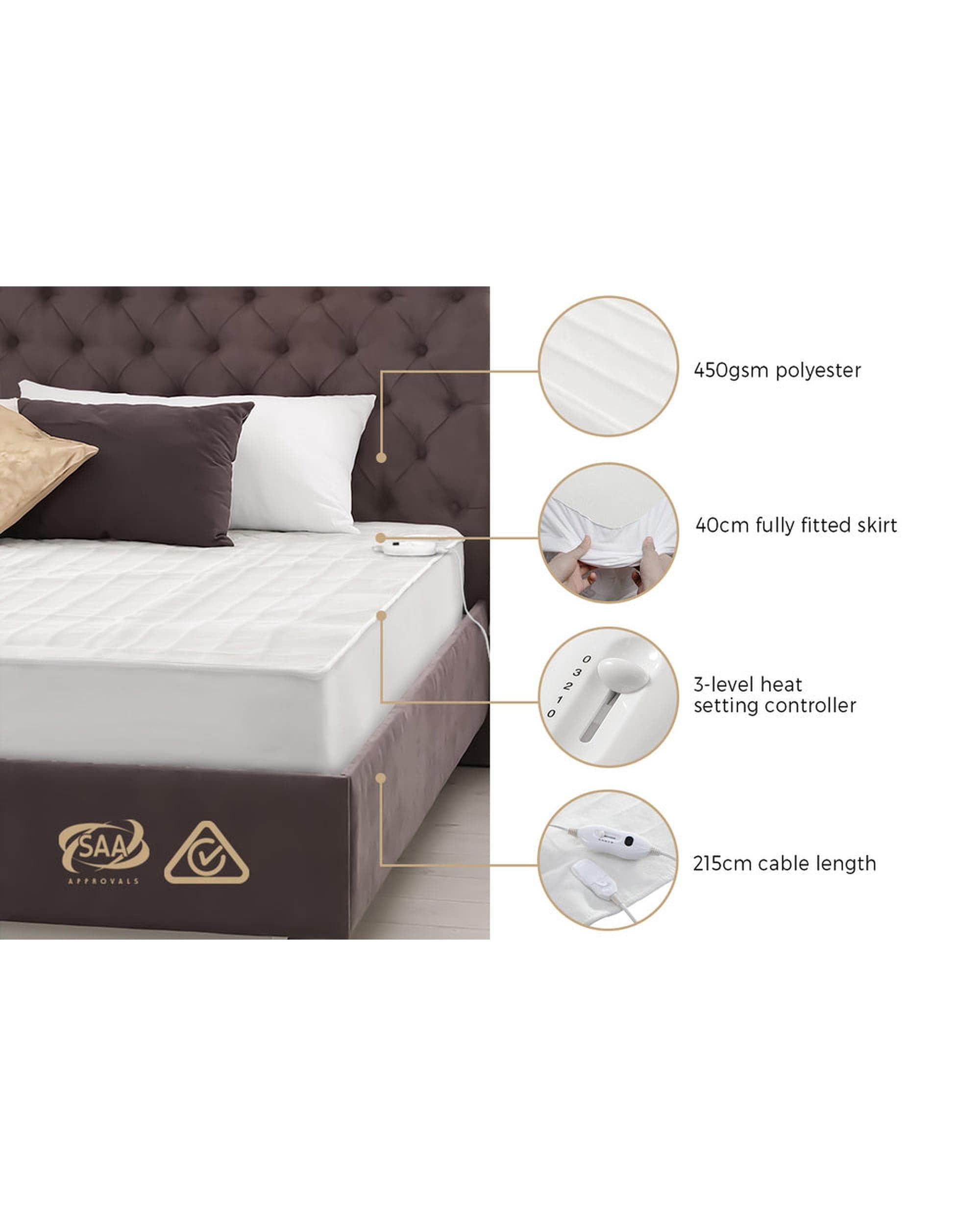 Bedra Electric Blanket Electric Blanket Heated Fully Fitted Pad