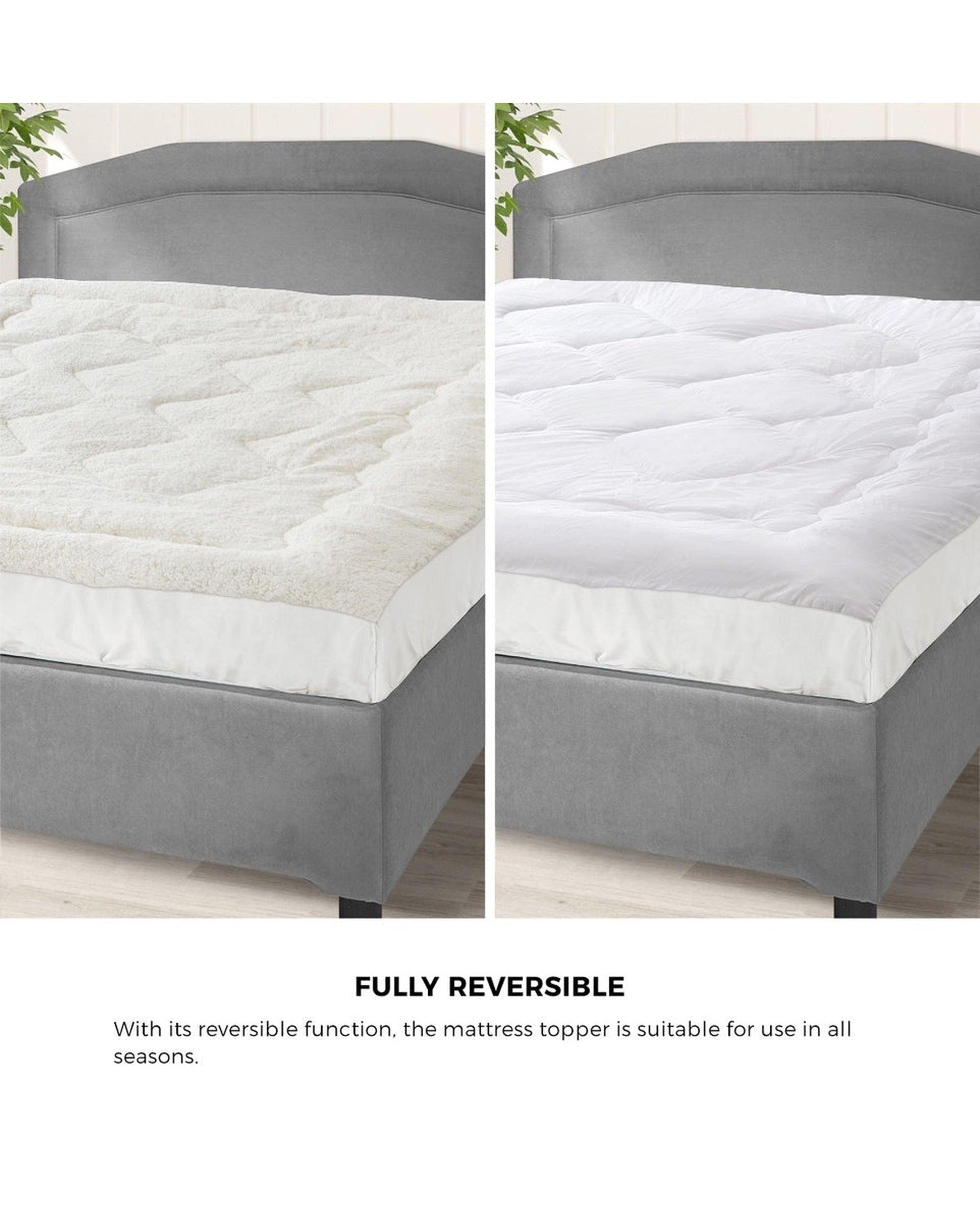 Bedra Mattress Topper Fleece Mattress Topper Reversible Pillowtop