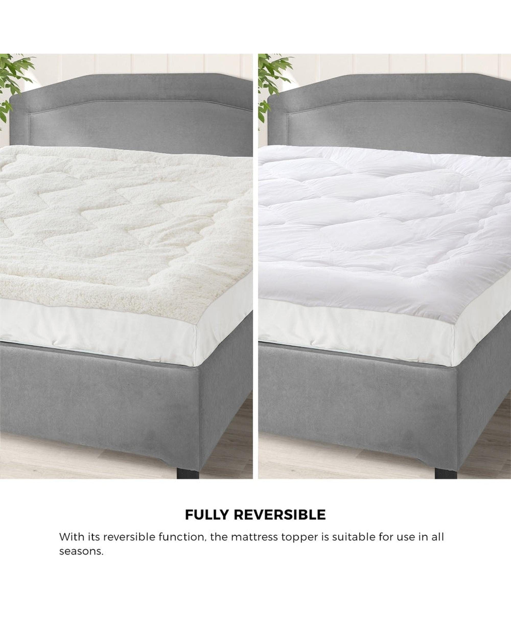 Bedra Mattress Topper Fleece Mattress Topper Reversible Pillowtop