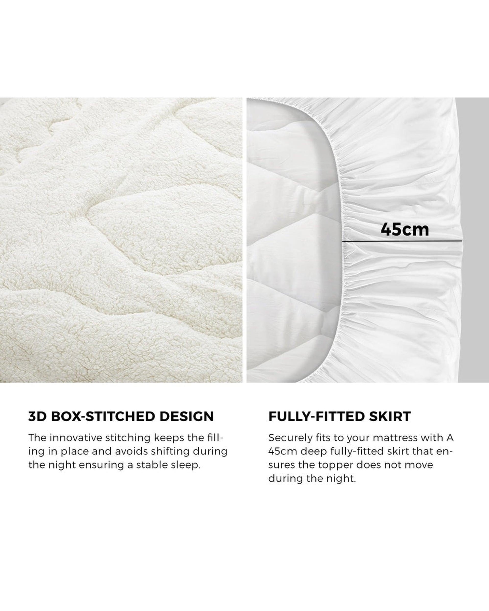 Bedra Mattress Topper Fleece Mattress Topper Reversible Pillowtop