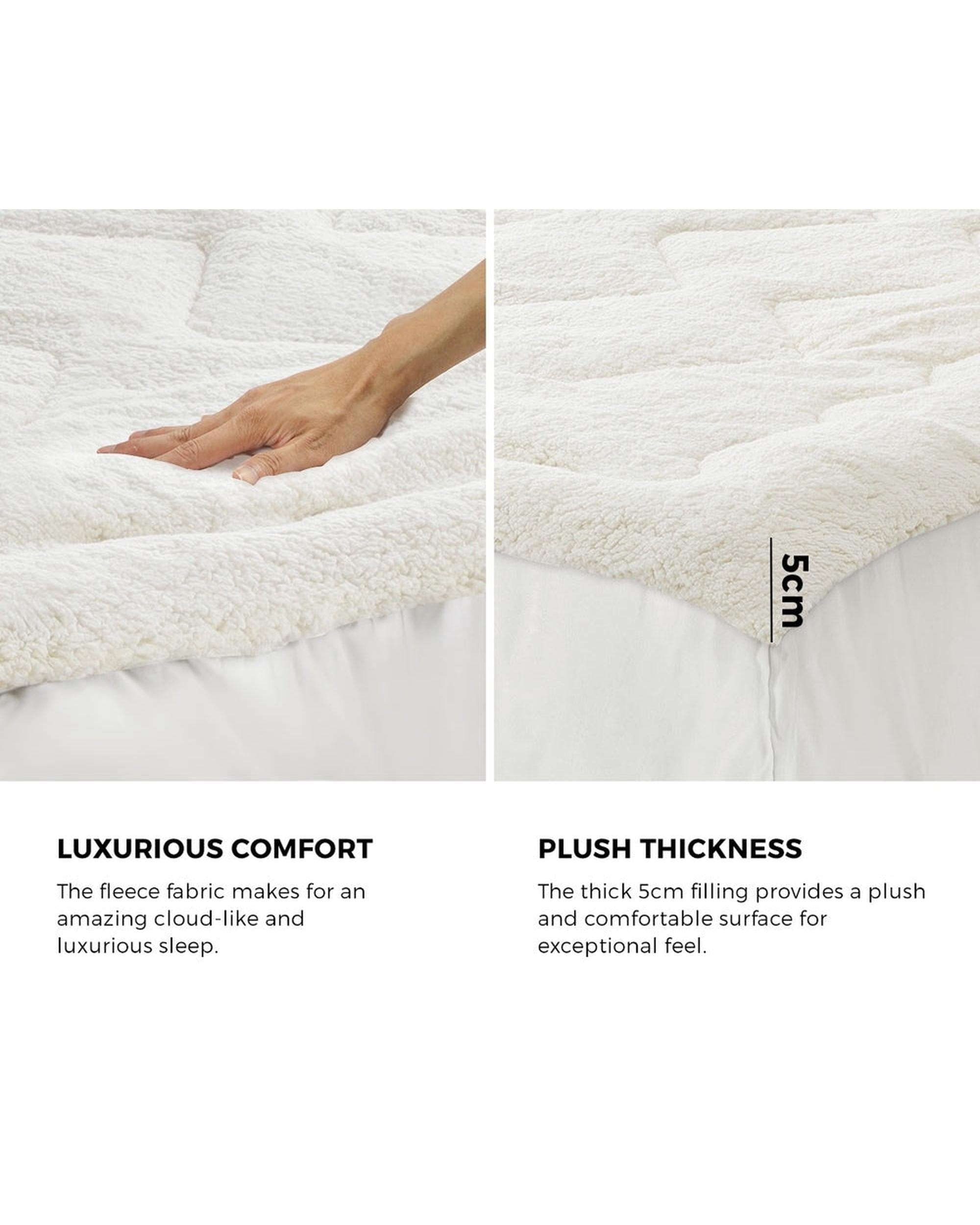 Bedra Mattress Topper Fleece Mattress Topper Reversible Pillowtop