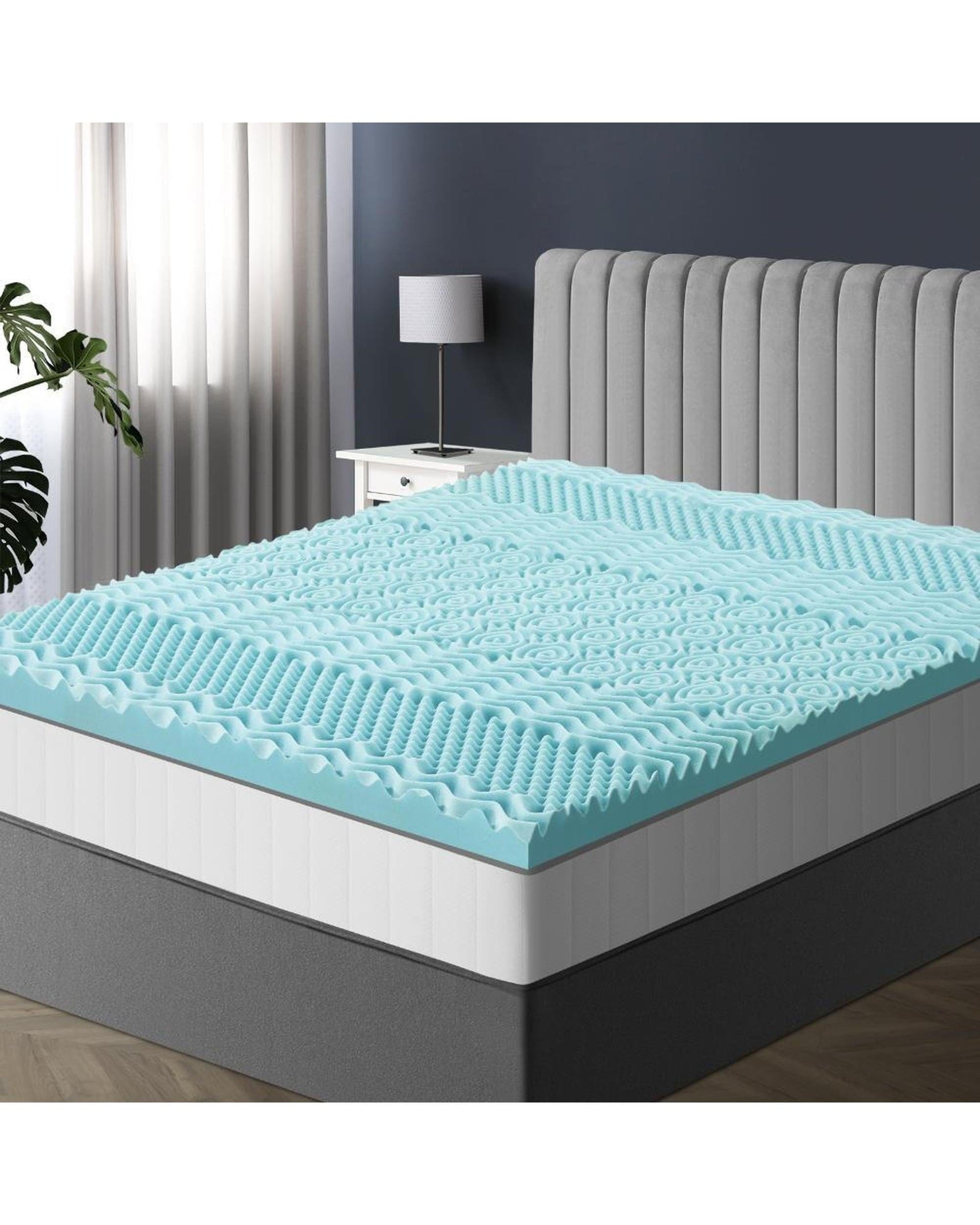 Bedra Mattress Topper Memory Foam Mattress Topper Cool Gel Bed Bamboo Cover 7-Zone 8CM