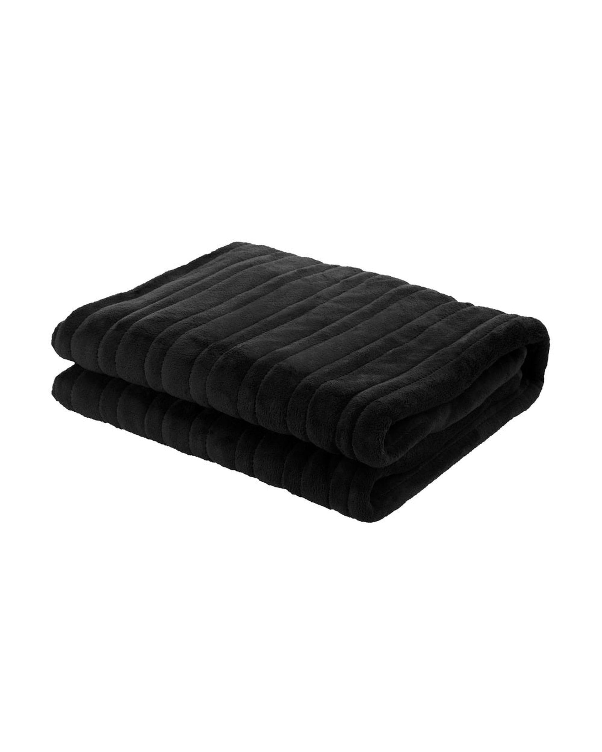 Bedra Electric Blanket Washable Electric Heated Throw Rug Flannel Black