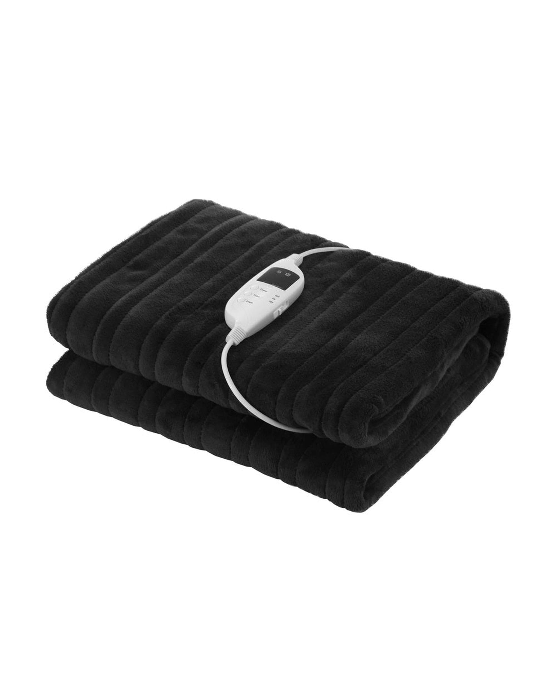 Bedra Electric Blanket Washable Electric Heated Throw Rug Flannel Black