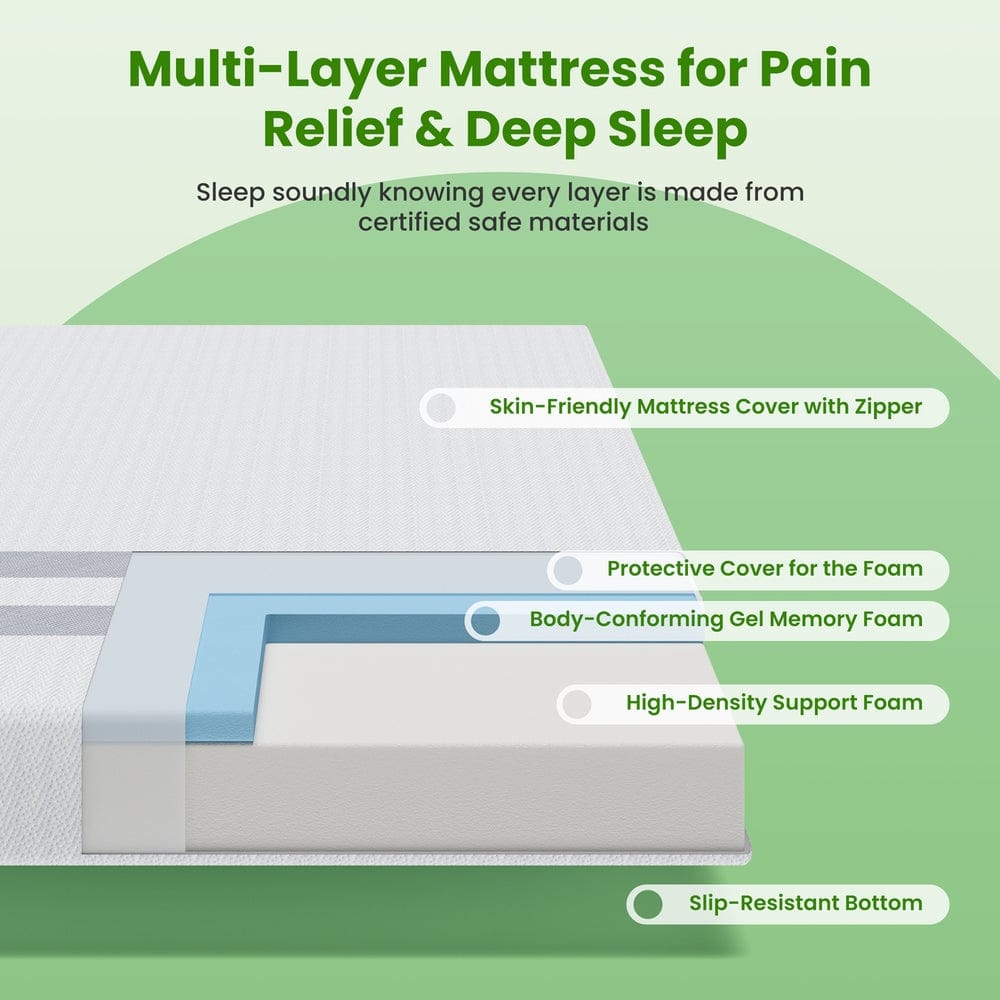 BedStory Mattresses BedStory Memory Foam Mattress 25cm Cooling Gel Foam Mattress in a Box Medium Feel