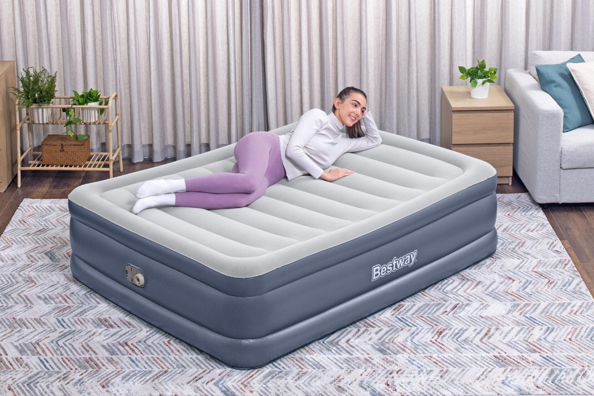Bestway Inflatable Mattress Bestway 2.03m x 1.52m x 51cm Tritech Air Inflatable Mattress Queen Built-in AC Pump
